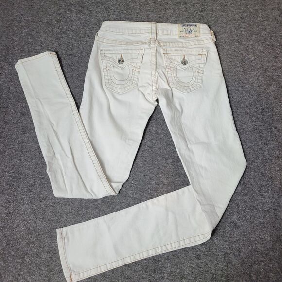 Vtg True Religion Womens 28×33 Skinny Jeans Flap Pockets Thick Stitch Low Raise - Picture 2 of 13